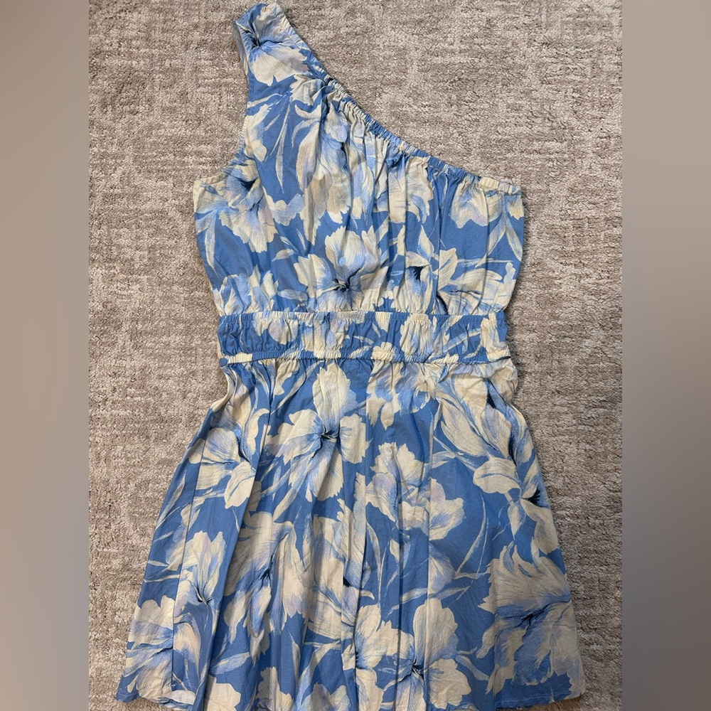 Steve Madden Blue Floral One-Shoulder Dress L